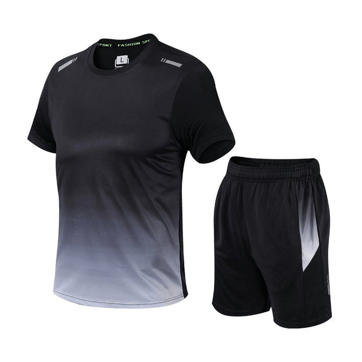 Heren Ademende Sneldrogende Sportset T-Shirt Shorts - Grijs