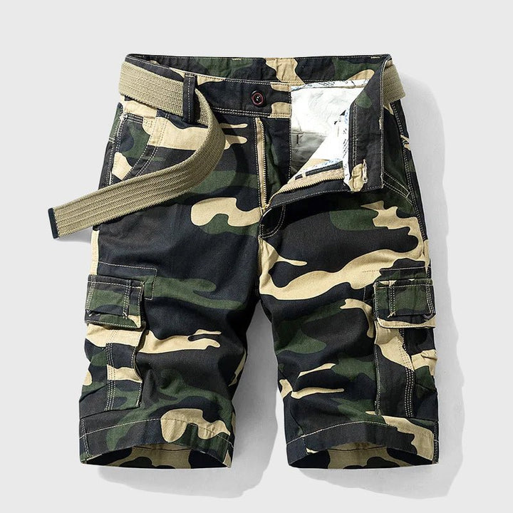 Heren Camouflage Cargo Short met Riem - Green