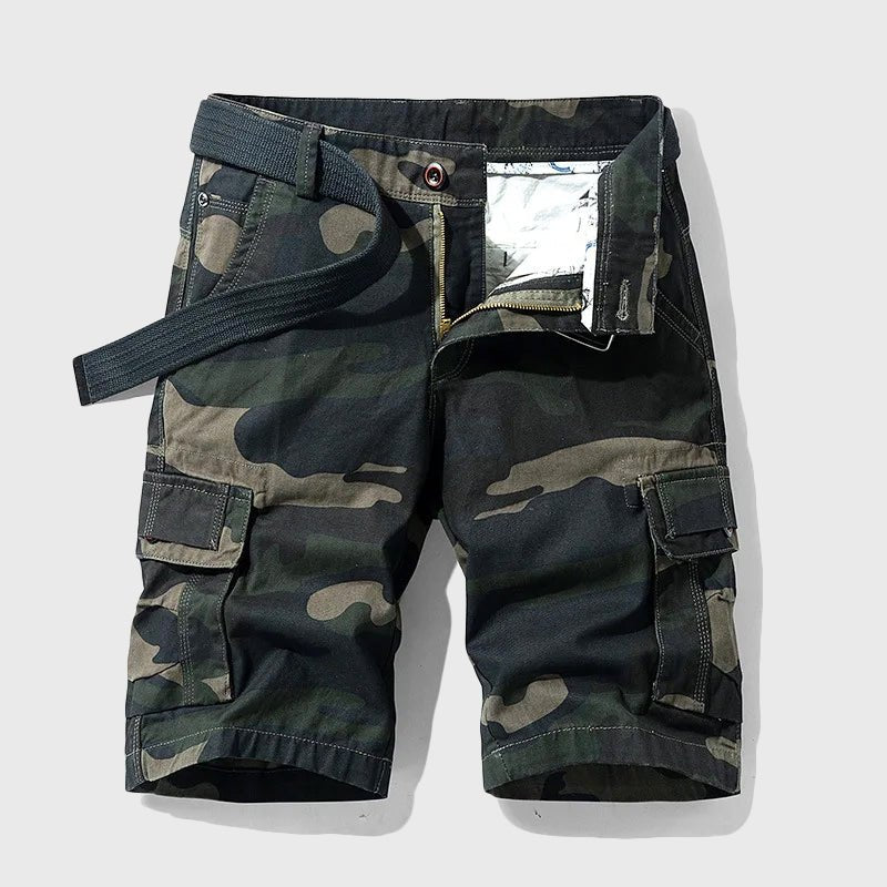 Heren Camouflage Cargo Short met Riem - Black