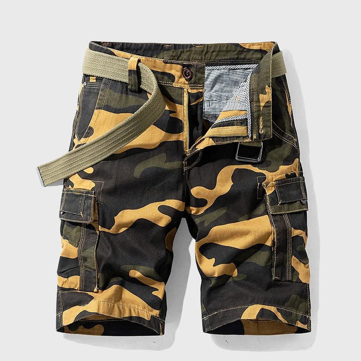 Heren Camouflage Cargo Short met Riem - Yellow