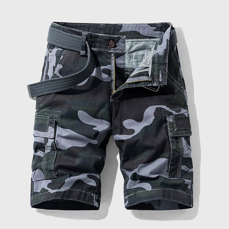 Heren Camouflage Cargo Short met Riem - Gray