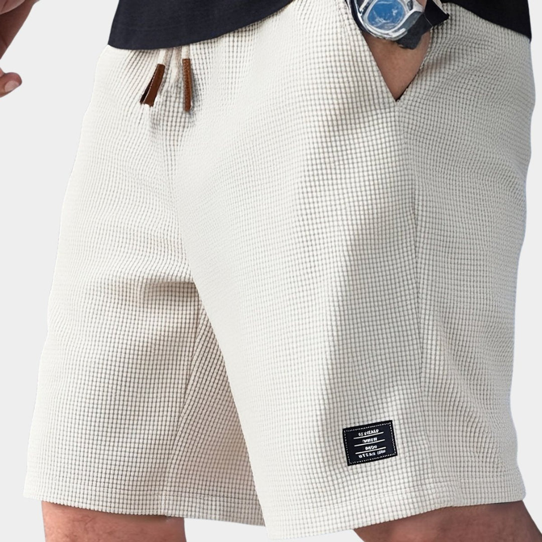 Heren Casual Wafelstructuur Shorts Elastische Taille - Wit