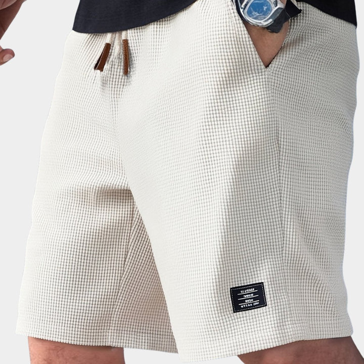Heren Casual Wafelstructuur Shorts Elastische Taille - Wit