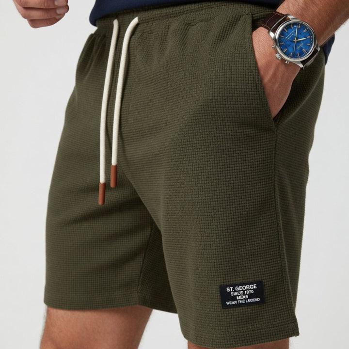 Heren Casual Wafelstructuur Shorts Elastische Taille - Groen