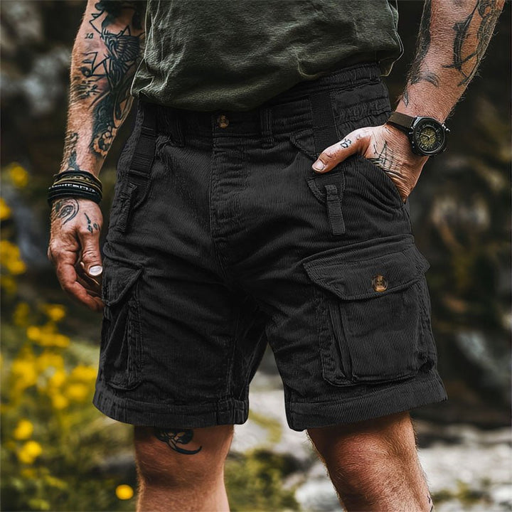 Heren Corduroy Outdoor Cargo Short - Black