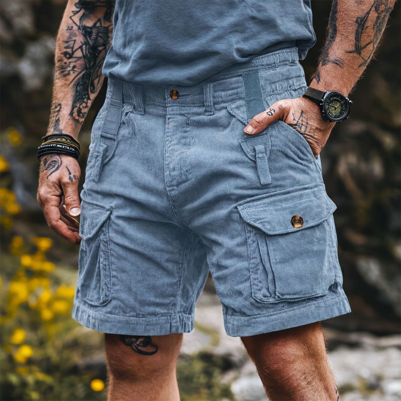 Heren Corduroy Outdoor Cargo Short - Blue