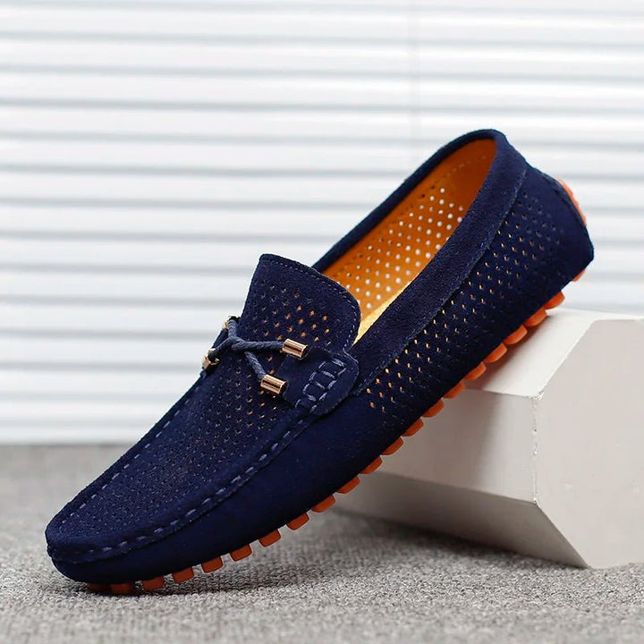Heren Geperforeerde Suède Instapper Loafer Zomer - Blau