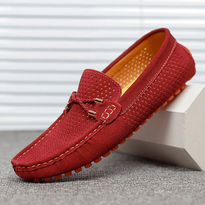 Heren Geperforeerde Suède Instapper Loafer Zomer - Rot