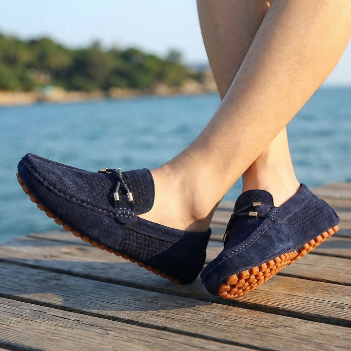 Heren Geperforeerde Suède Instapper Loafer Zomer