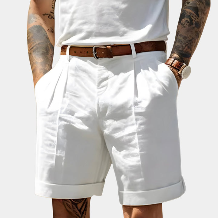 Heren Geplooide Chino Shorts Relaxed Fit - Wit