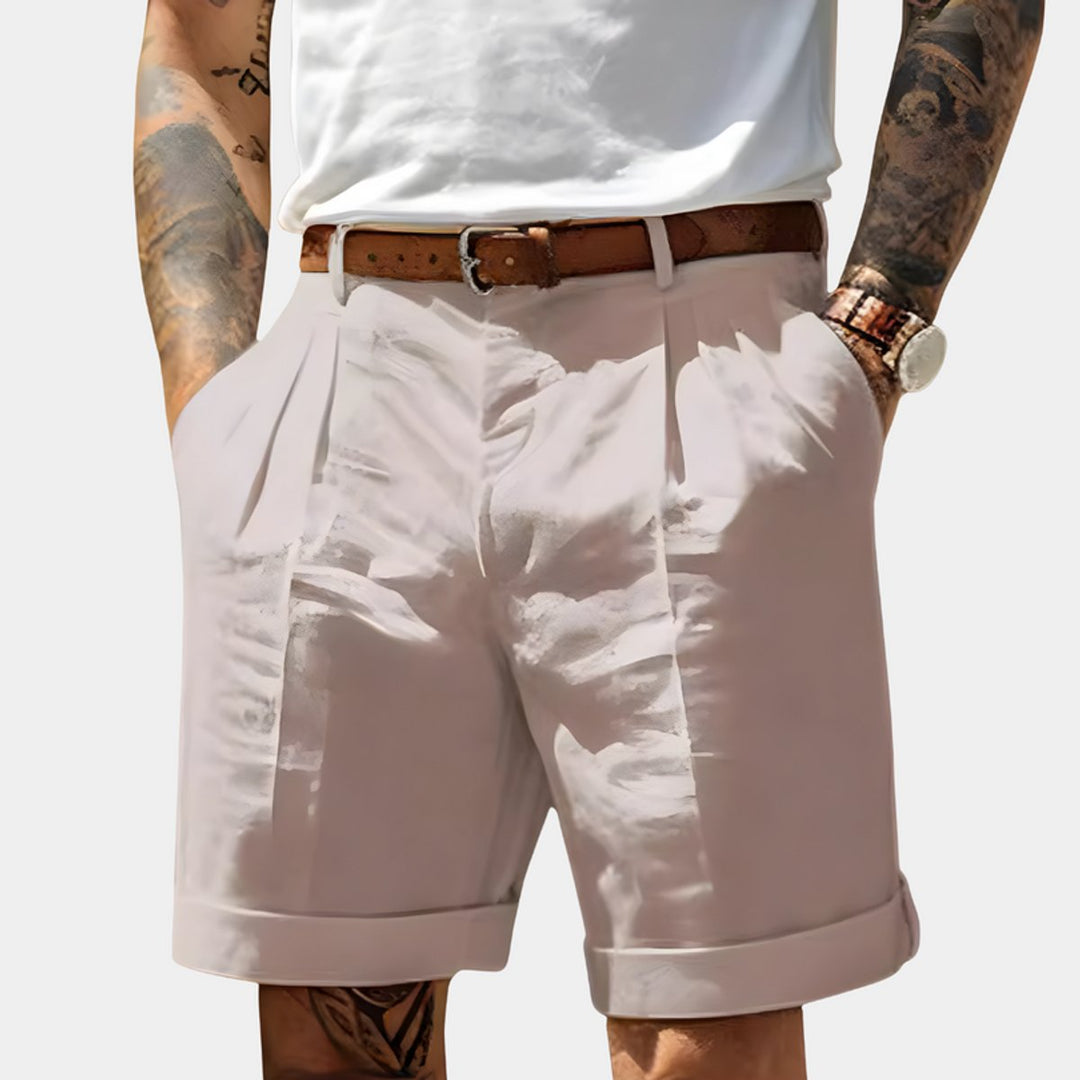 Heren Geplooide Chino Shorts Relaxed Fit - Roze