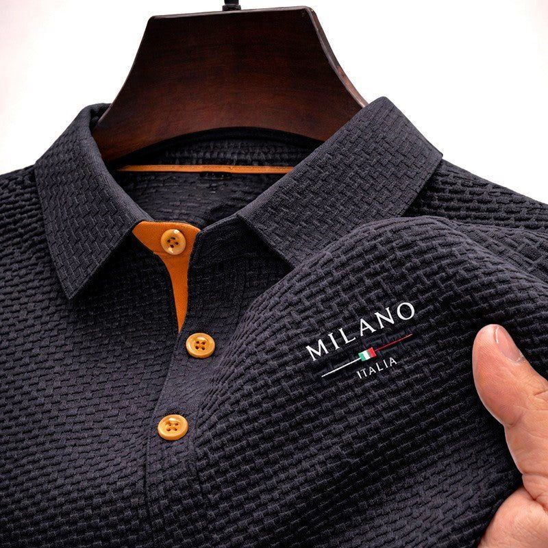 Heren Gestructureerd Donkergrijs Polo Shirt Met Knopenplaket - Gray