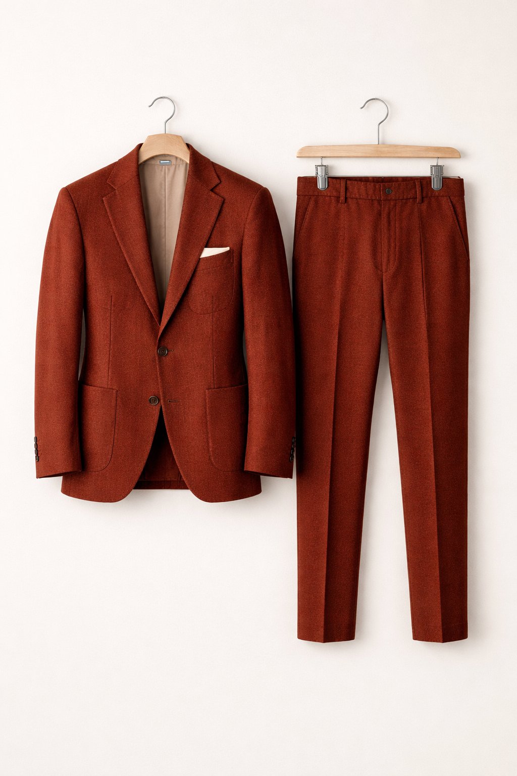 Heren Grijsblauwe Two-Piece Set Slim-Fit Formeel Pak - Burgundy