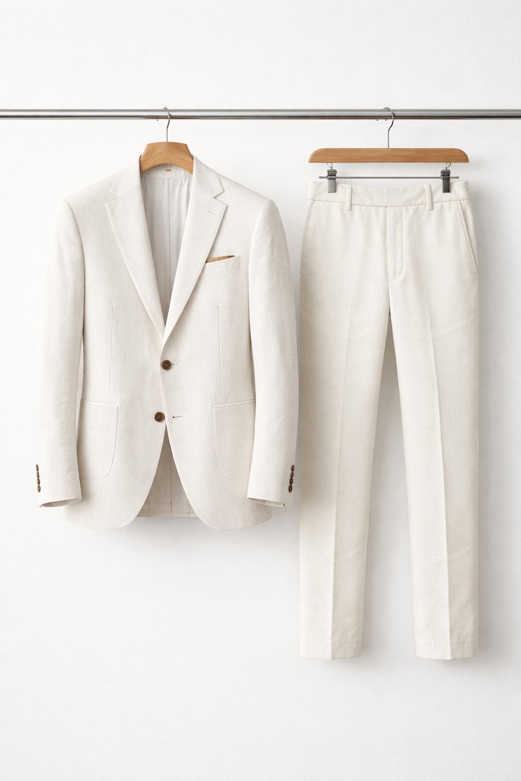 Heren Grijsblauwe Two-Piece Set Slim-Fit Formeel Pak - White