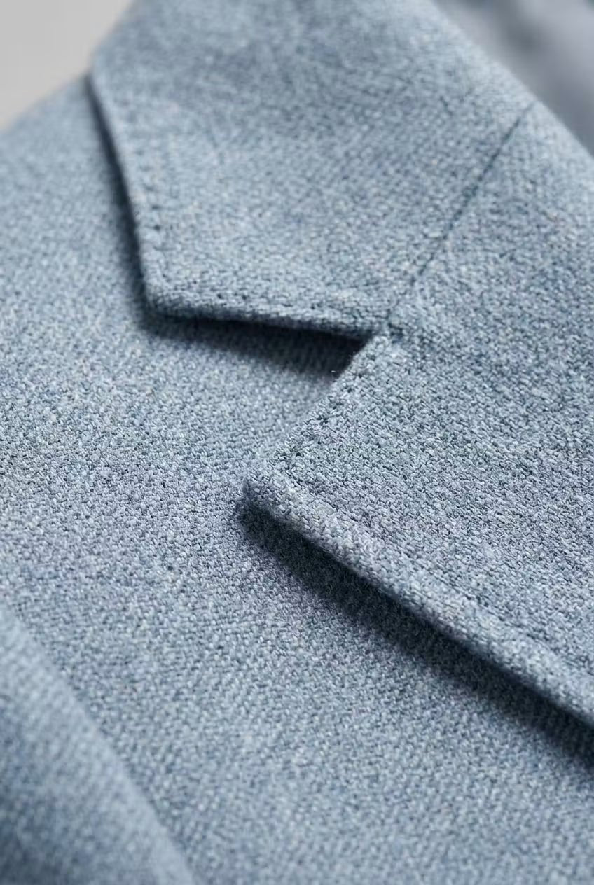 Heren Grijsblauwe Two-Piece Set Slim-Fit Formeel Pak