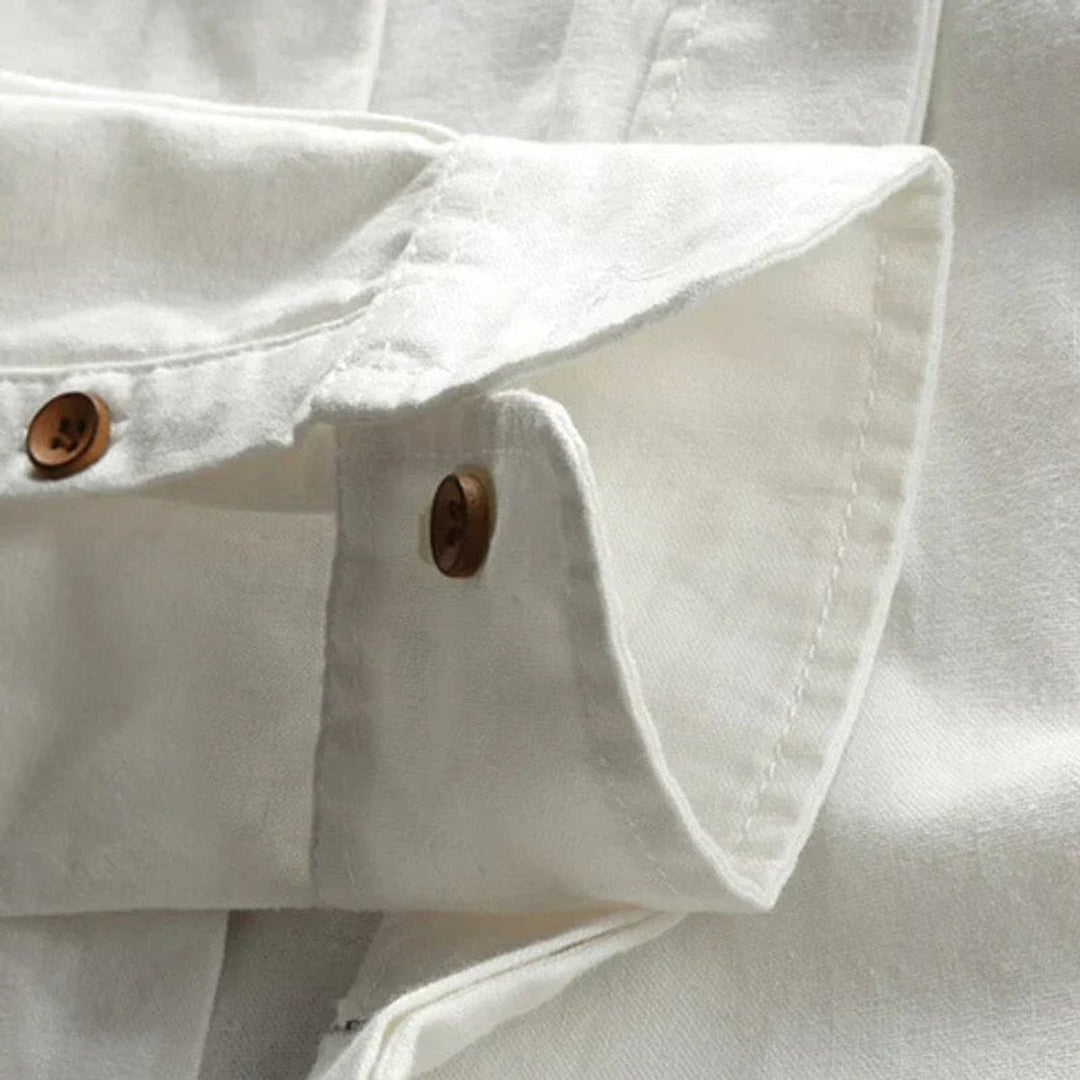 Heren Japans Katoenen Overhemd Staande Kraag Kreukbestendig