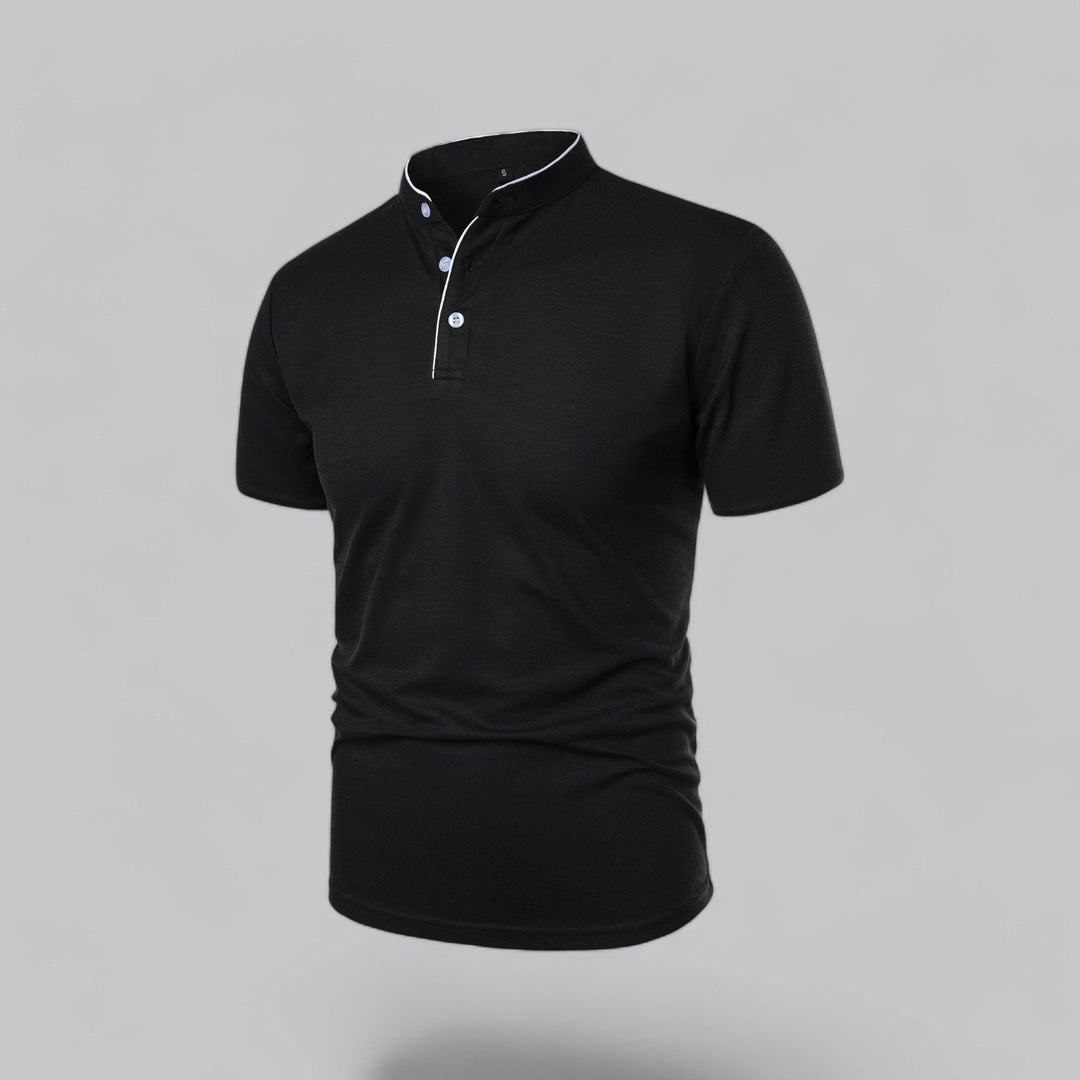 Heren Kraagloze Katoen Polo Shirt Korte Mouwen