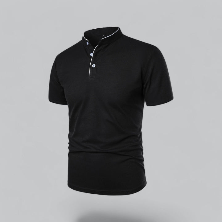 Heren Kraagloze Katoen Polo Shirt Korte Mouwen