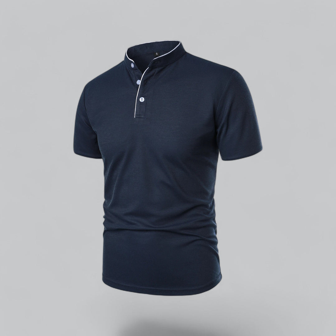 Heren Kraagloze Katoen Polo Shirt Korte Mouwen