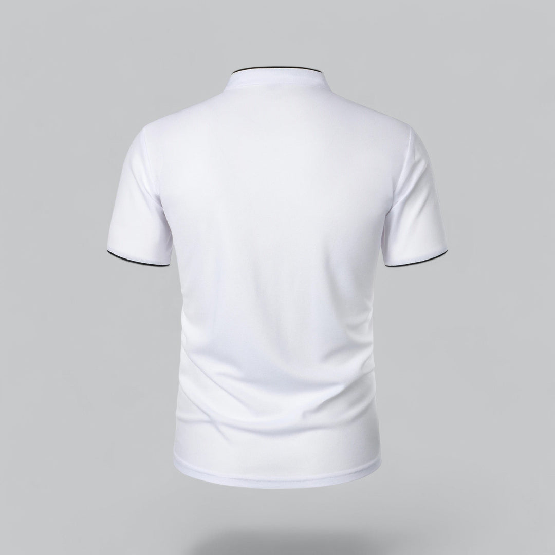 Heren Kraagloze Katoen Polo Shirt Korte Mouwen