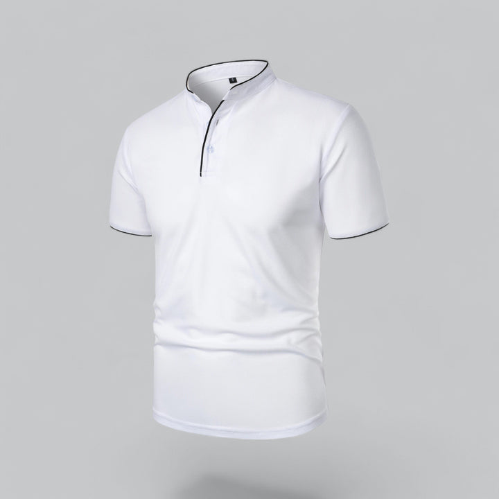 Heren Kraagloze Katoen Polo Shirt Korte Mouwen