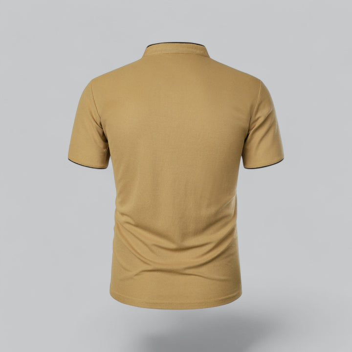 Heren Kraagloze Katoen Polo Shirt Korte Mouwen