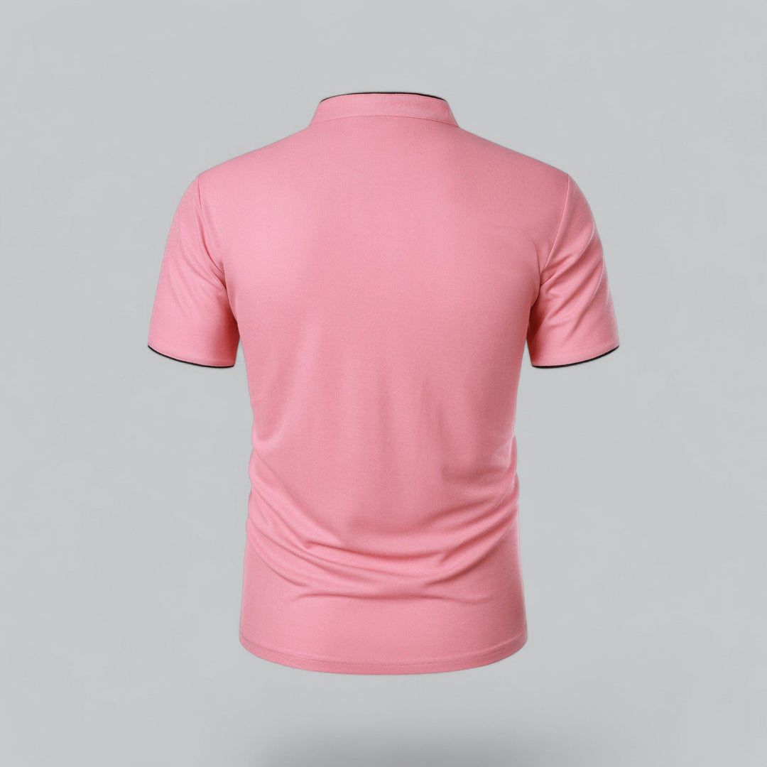 Heren Kraagloze Katoen Polo Shirt Korte Mouwen