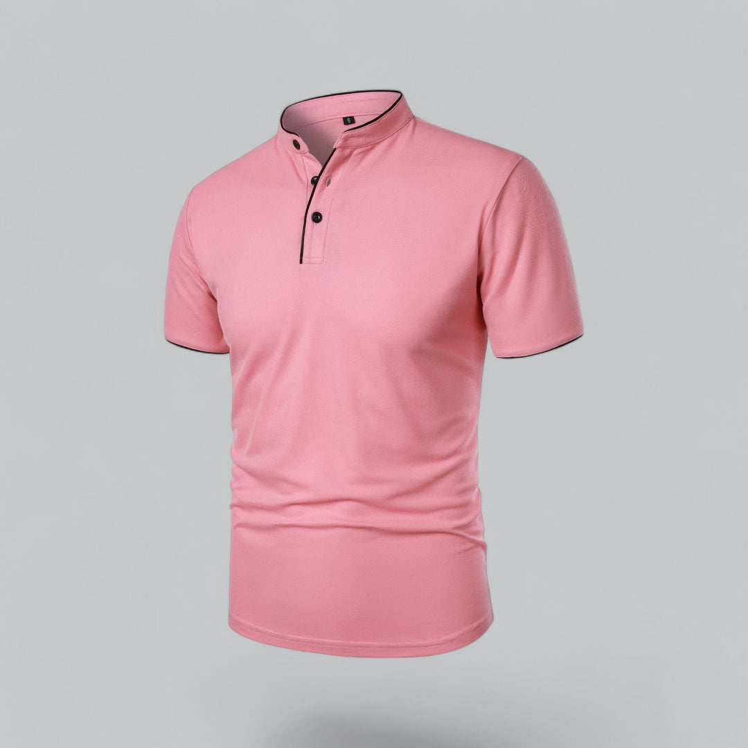 Heren Kraagloze Katoen Polo Shirt Korte Mouwen