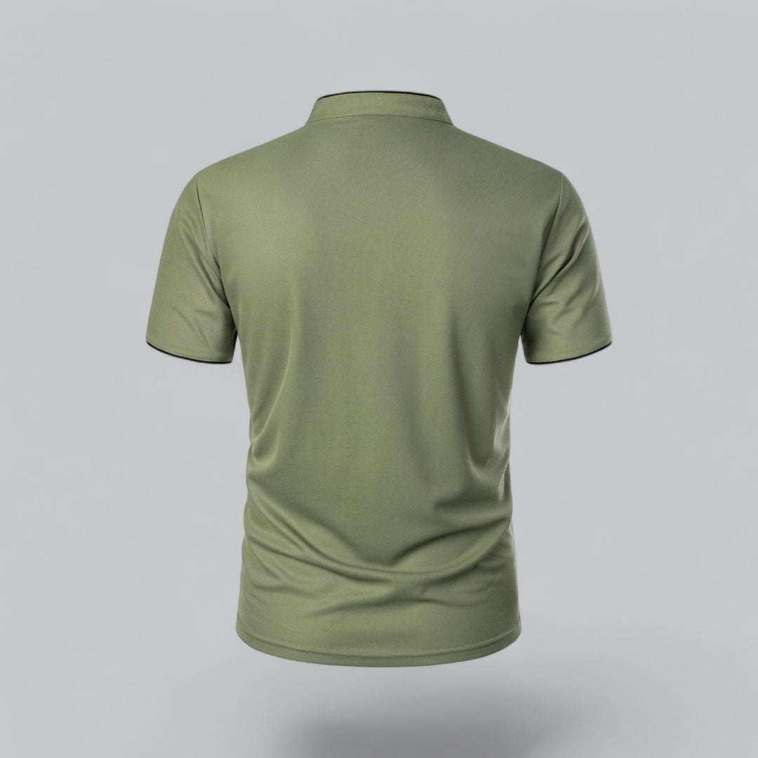 Heren Kraagloze Katoen Polo Shirt Korte Mouwen