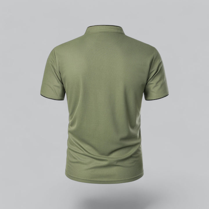 Heren Kraagloze Katoen Polo Shirt Korte Mouwen