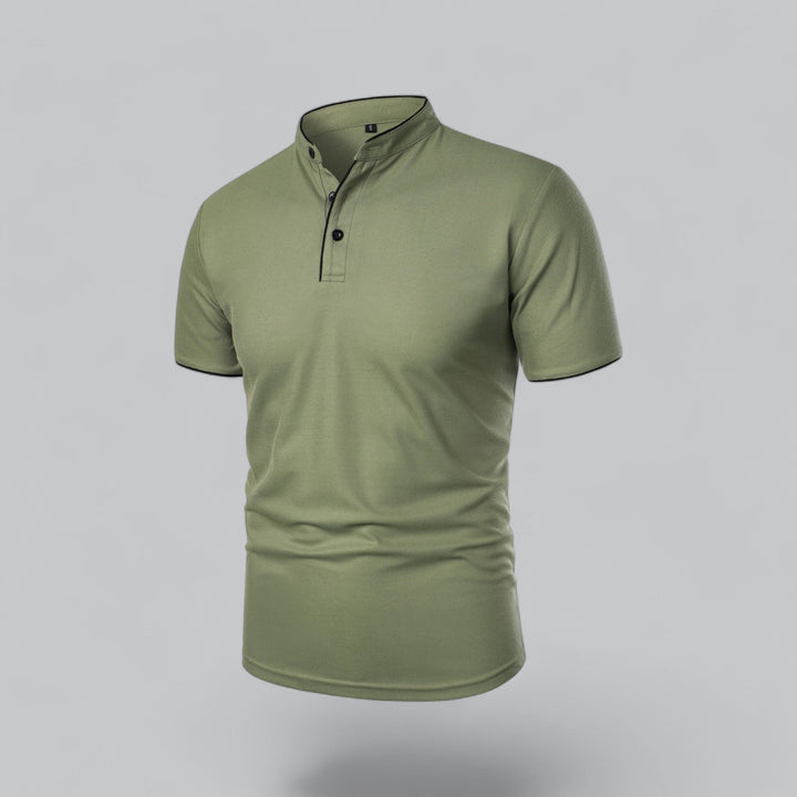 Heren Kraagloze Katoen Polo Shirt Korte Mouwen