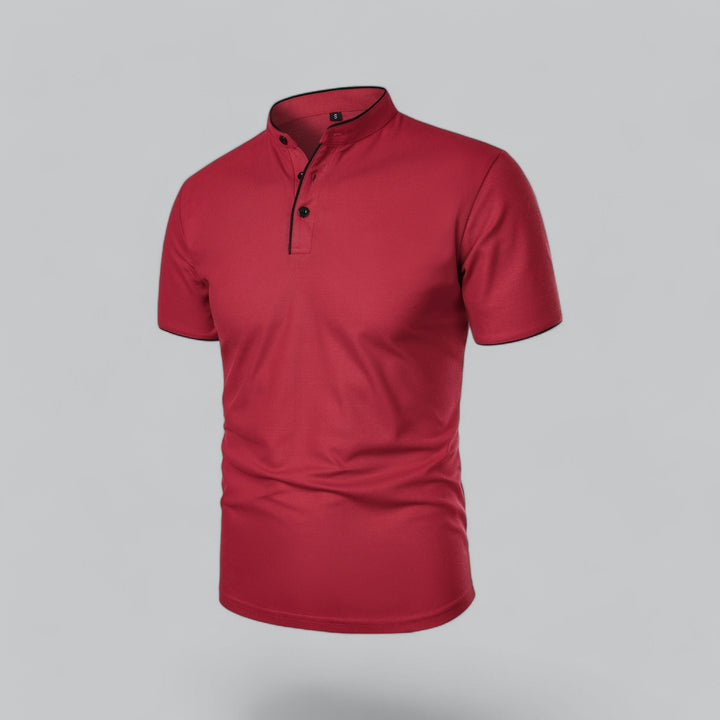 Heren Kraagloze Katoen Polo Shirt Korte Mouwen