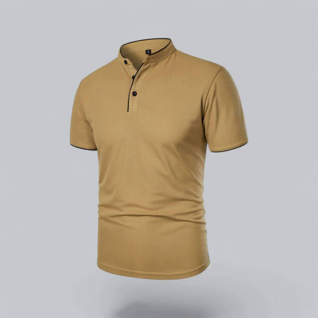 Heren Kraagloze Katoen Polo Shirt Korte Mouwen