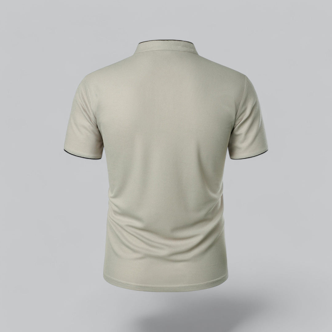 Heren Kraagloze Katoen Polo Shirt Korte Mouwen