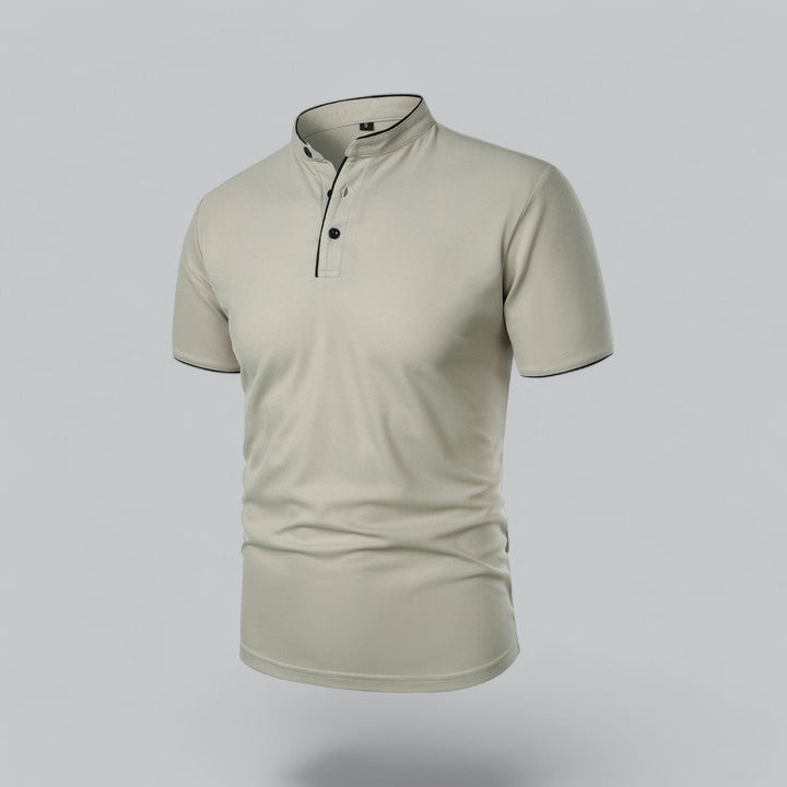 Heren Kraagloze Katoen Polo Shirt Korte Mouwen