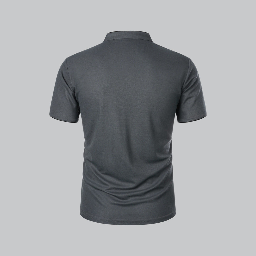 Heren Kraagloze Katoen Polo Shirt Korte Mouwen