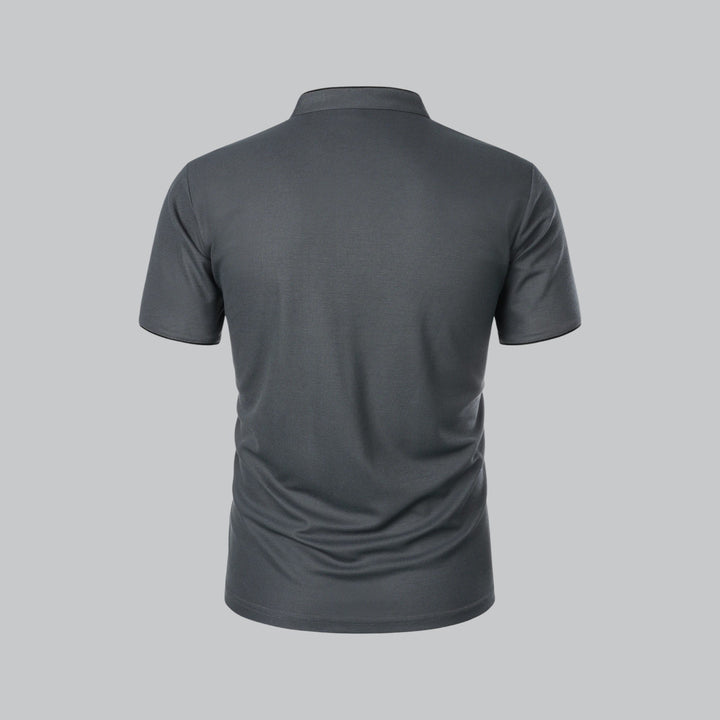 Heren Kraagloze Katoen Polo Shirt Korte Mouwen