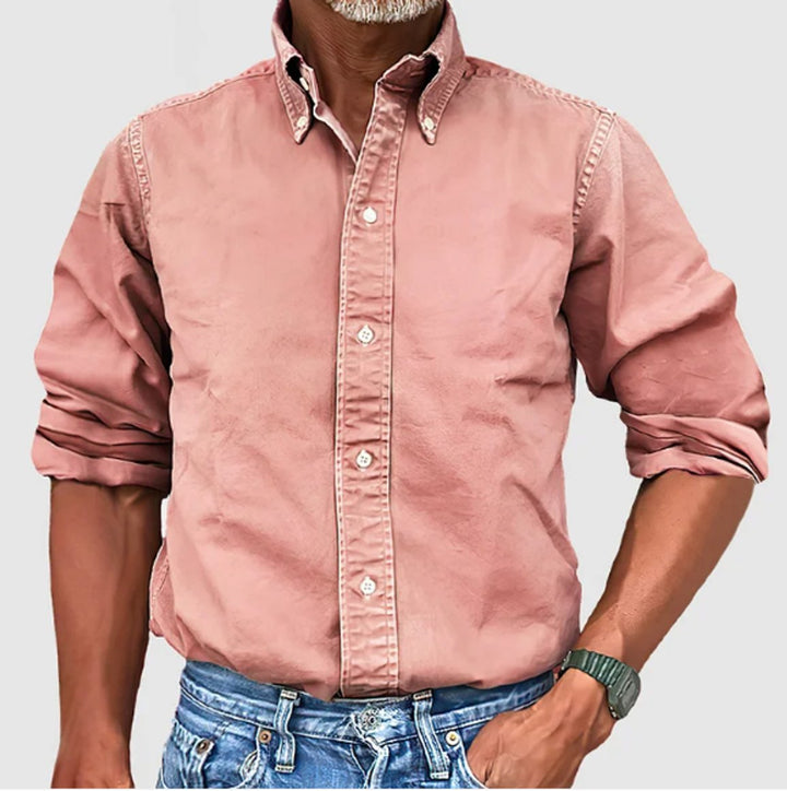 Heren Kreukbestendig Casual Langarmhemd Met Knoopsluiting - Roze
