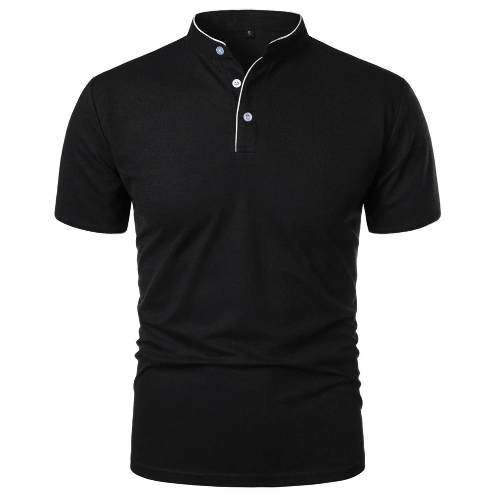 Heren Kreukvrij Ademend Poloshirt Staande Kraag Korte Mouw - Zwart