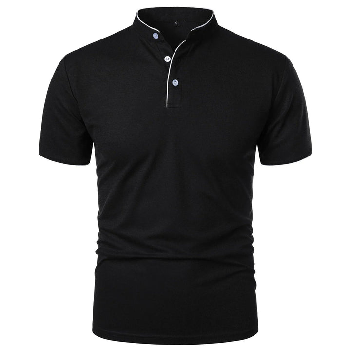 Heren Kreukvrij Ademend Poloshirt Staande Kraag Korte Mouw - Zwart