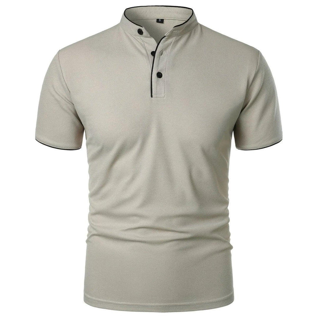 Heren Kreukvrij Ademend Poloshirt Staande Kraag Korte Mouw - Lichtgrijs