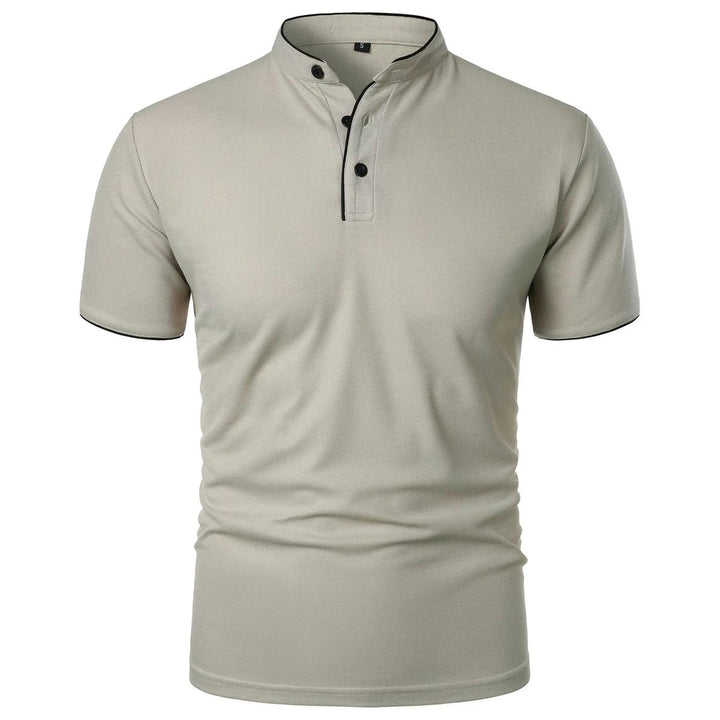 Heren Kreukvrij Ademend Poloshirt Staande Kraag Korte Mouw - Lichtgrijs