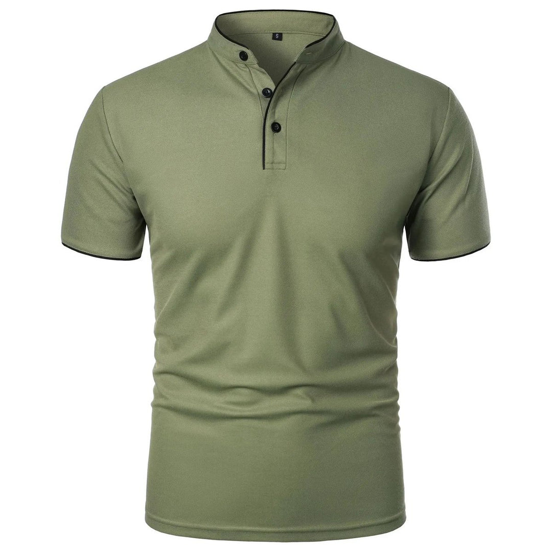 Heren Kreukvrij Ademend Poloshirt Staande Kraag Korte Mouw - Groen