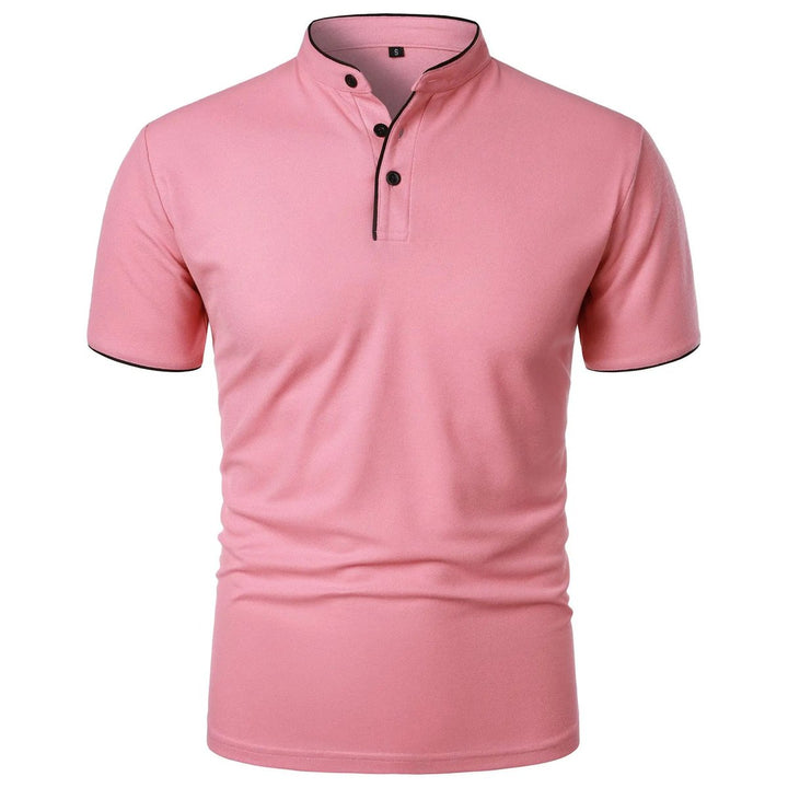Heren Kreukvrij Ademend Poloshirt Staande Kraag Korte Mouw - Roze