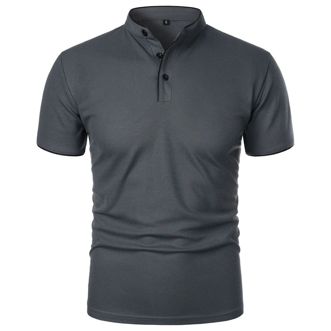 Heren Kreukvrij Ademend Poloshirt Staande Kraag Korte Mouw - Donkergrijs