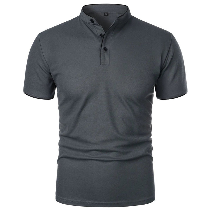 Heren Kreukvrij Ademend Poloshirt Staande Kraag Korte Mouw - Donkergrijs