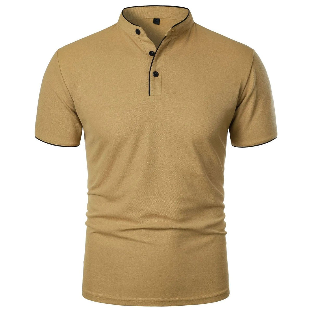 Heren Kreukvrij Ademend Poloshirt Staande Kraag Korte Mouw - Khaki