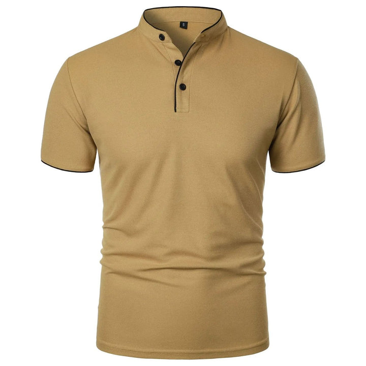 Heren Kreukvrij Ademend Poloshirt Staande Kraag Korte Mouw - Khaki