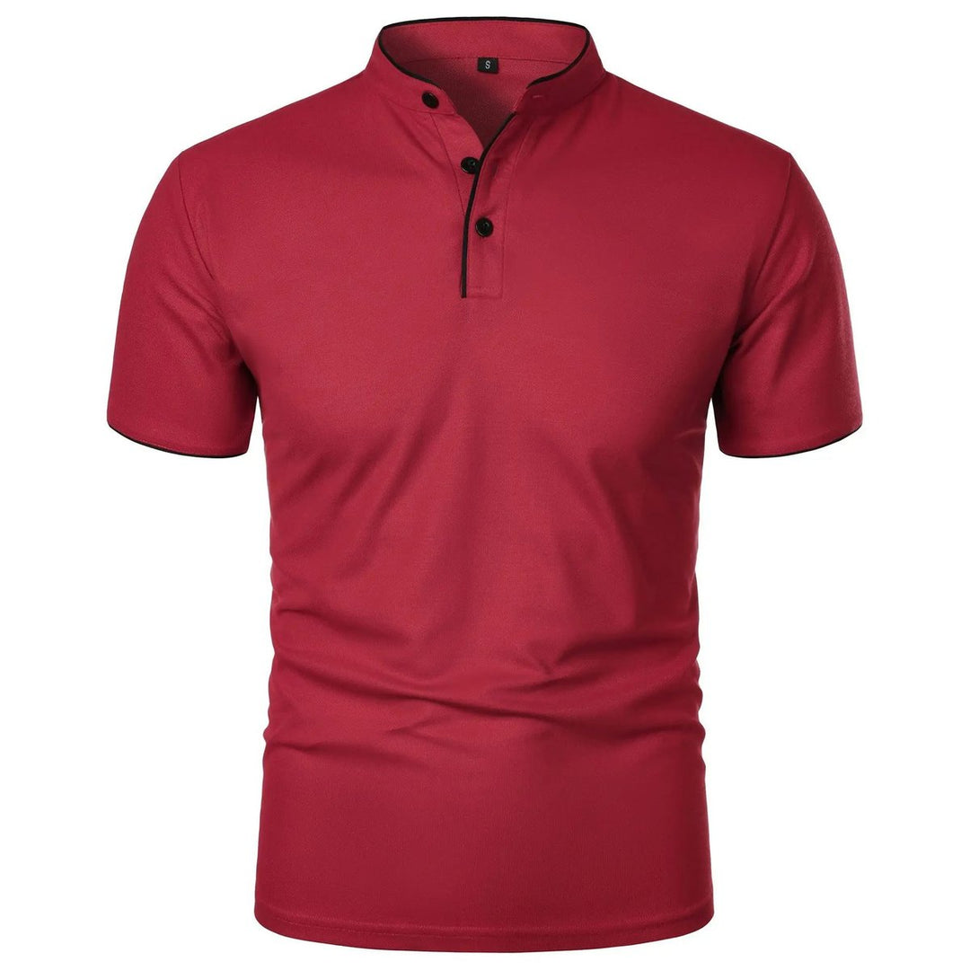 Heren Kreukvrij Ademend Poloshirt Staande Kraag Korte Mouw - Rood
