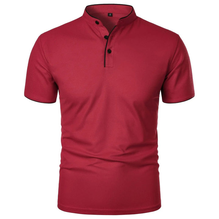 Heren Kreukvrij Ademend Poloshirt Staande Kraag Korte Mouw - Rood